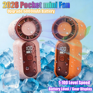 6000mAh Portable Mini Handheld Fan 3.5 Inch High Speed Personal Turbo Strong Wind Outdoor Travel Fan