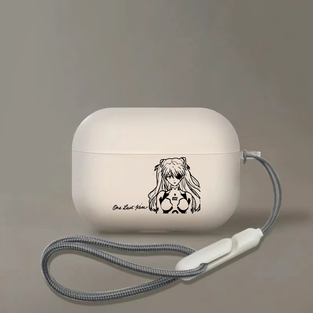 Neon Genesis Evangelion Asuka สําหรับ AirPods Pro3 กรณีเชือก EVA Rei AirPods Pro2 กันกระแทก Matte หู