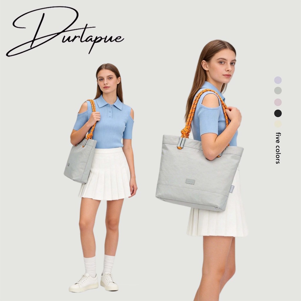 （Big Sale）Durlapue-กระเป๋าถือสีบล็อกไนลอนความจุขนาดใหญ่กันน้ํา