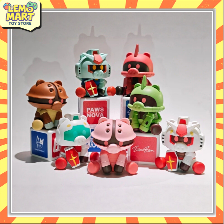 Original BANDAI SAMSAM Gundam-Play Blind Box ของเล่นสะสมเดสก์ท็อปตกแต่งของขวัญเลือกได้