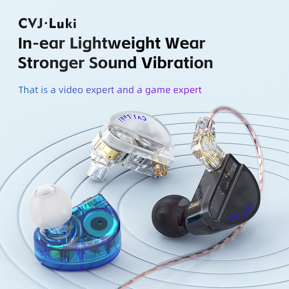 CVJ Luki Dual Unit Vibrating Gaming หูฟังชนิดใส่ในหูการสั่นสะเทือนระดับมืออาชีพ + 10 มม. แบบไดนามิกของเรือธง