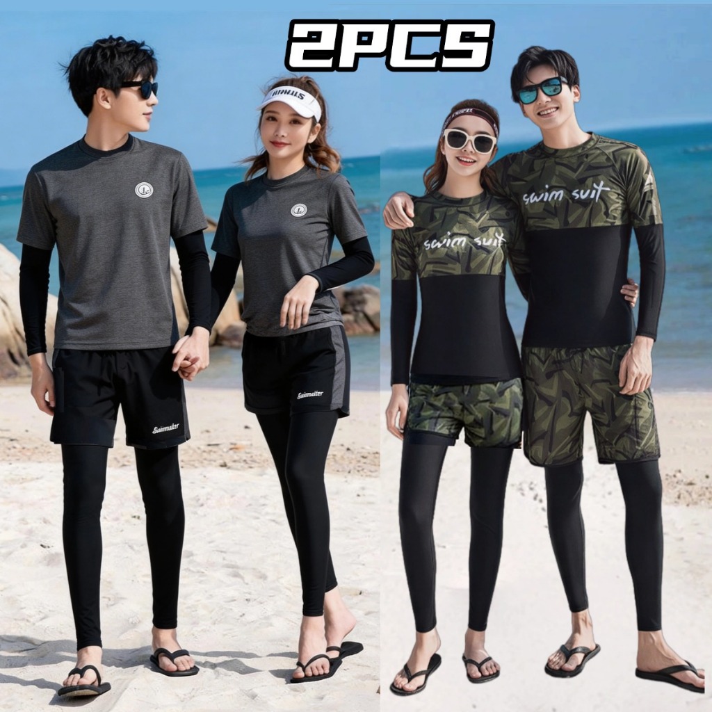 🔥HOT🔥ชุดว่ายน้ำแขนยาว ผู้ชายและผู้หญิง  ชุดว่ายน้ํา กันUV คู่รัก wetsuit รุ่นใหม่ ผ้ายึด แห้งใว สามารถใส่ดำน้ำได้ ชายหาด