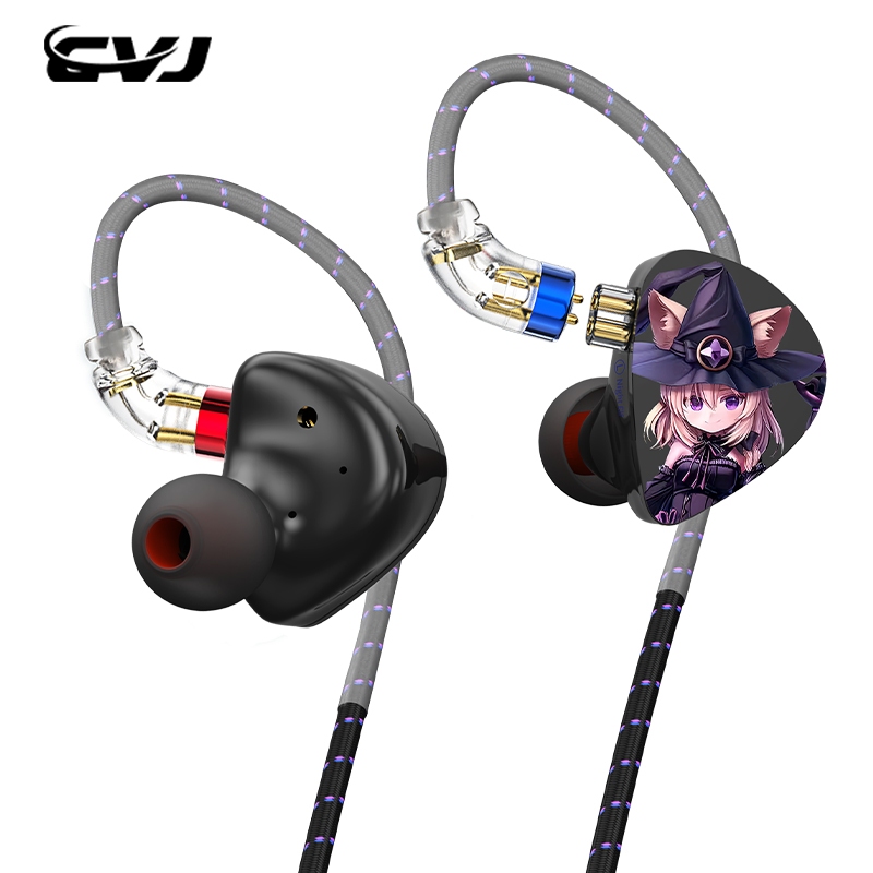 CVJ Night Elf In Ear Monitors หูฟัง 3DD Dual-Channel Three-unit ปลั๊กโลหะ 3.5 มม. พร้อม Silver-Plate