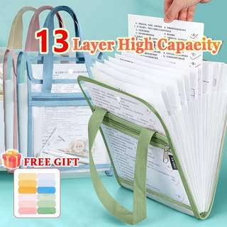 Long Size 13-Layer Handle Folder File Organizer Expanding A4 File Folder Portable Folder Bag