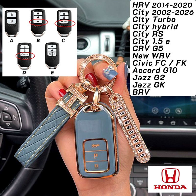 วัสดุTpu Honda City RS CRV G5 WRV HRV 2016 เคสกุญแจรถ City Turbo Civic FC FK Accord G10 Jazz G2 Jazz GK BRV Honda พวงกุญแจรถฝาครอบกุญแจ