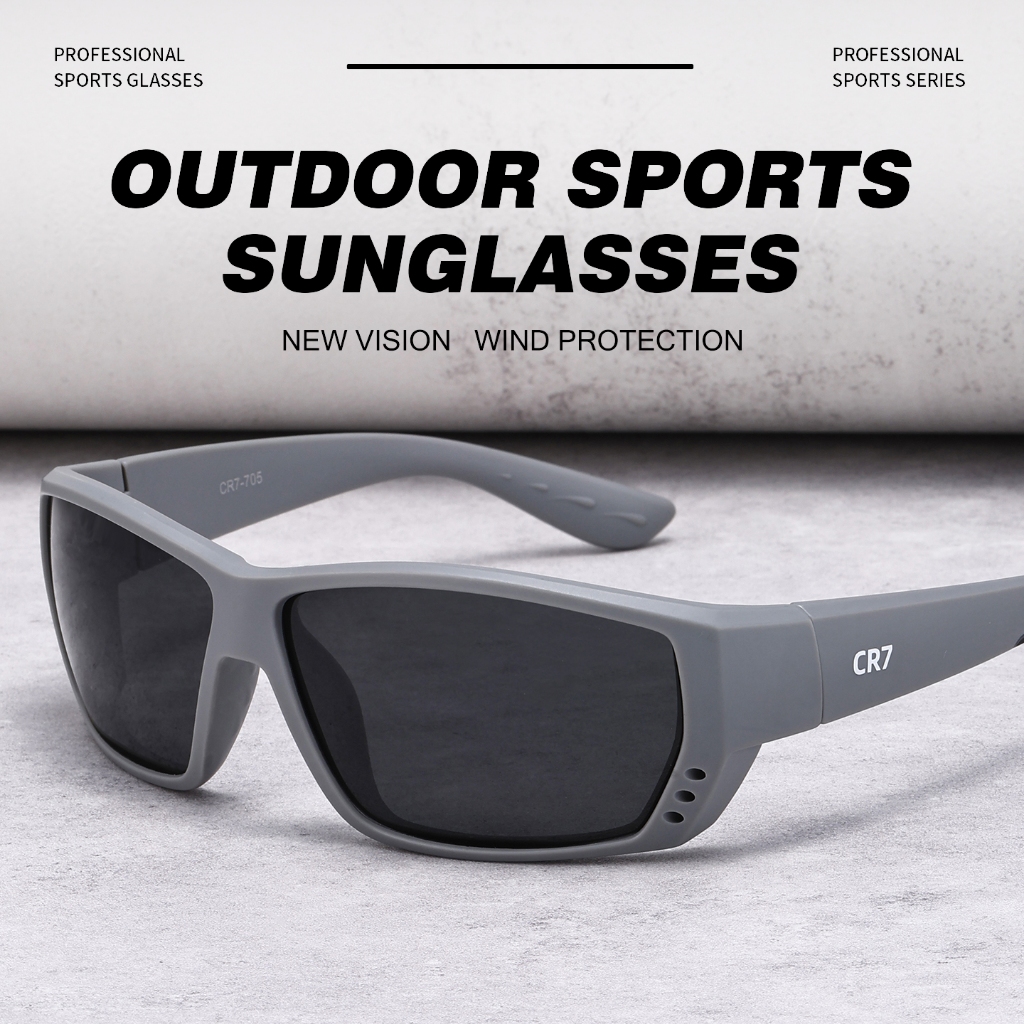 แว่นกันแดดกีฬาโพลาไรซ์ CR7 UV400 น้ำหนักเบาท้าน้ำตาลและลม สำหรับทุกเพศ