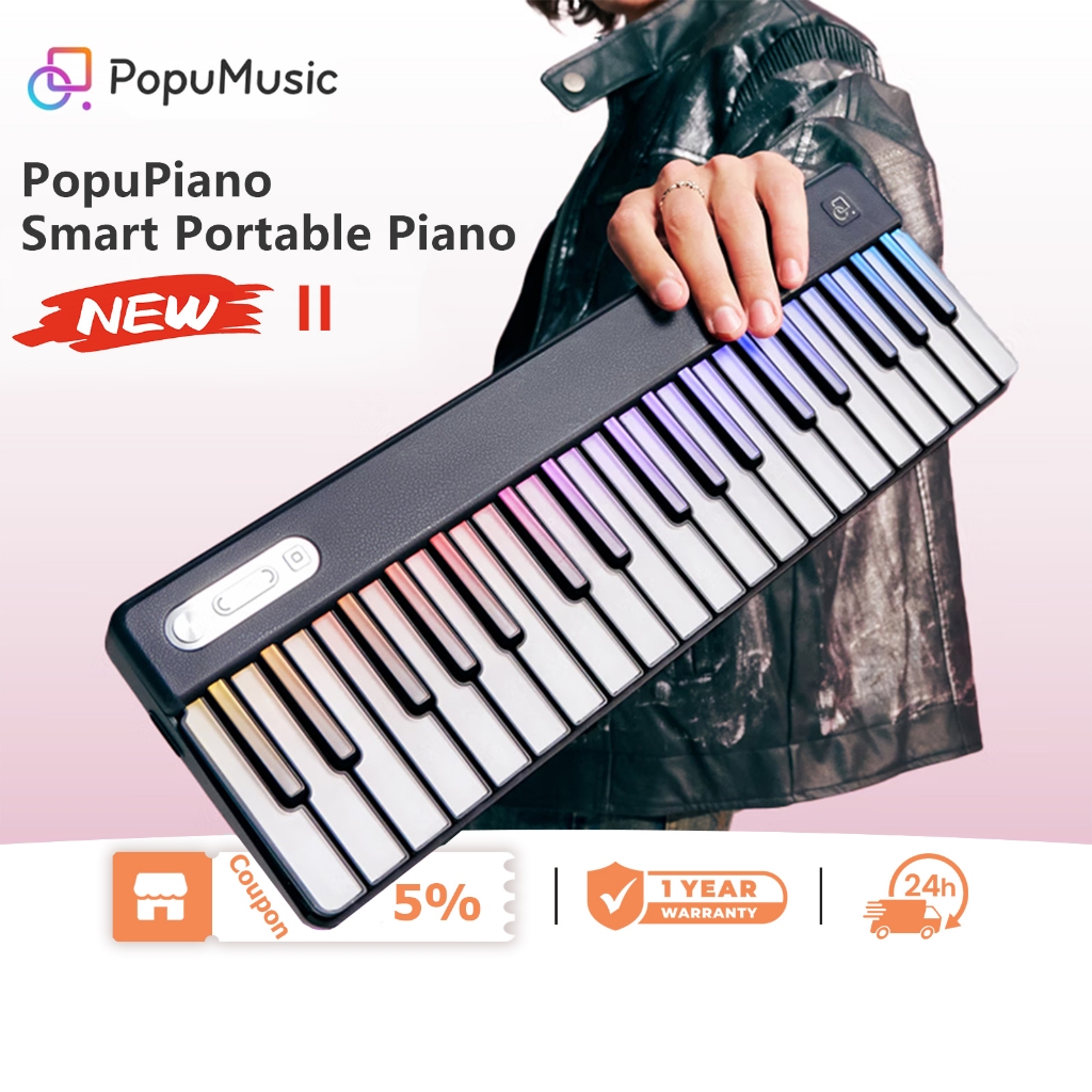 คีย์บอร์ด PopuMusic PartyKeys – คีย์บอร์ดเปียโน MIDI แบบมีไฟนำทาง