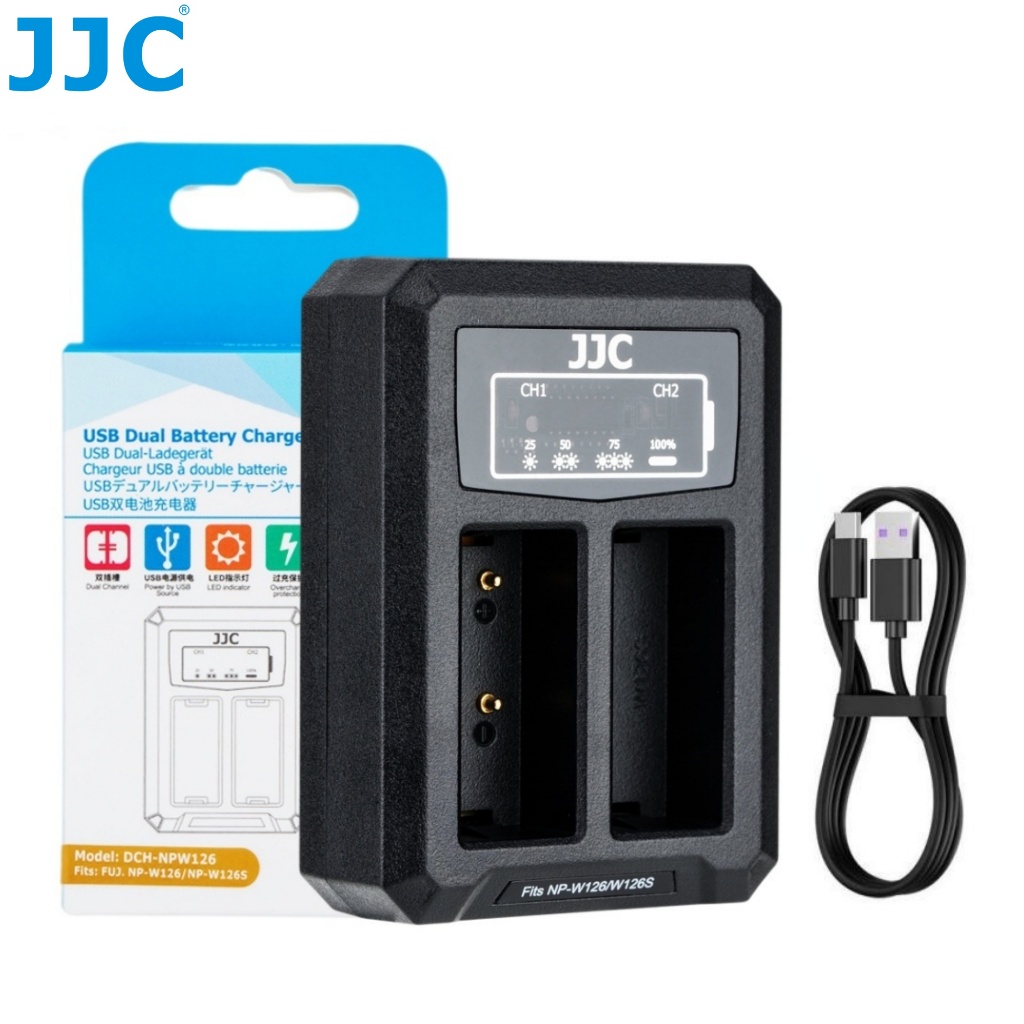 JJC Battery Charger NP-W126S NP-W126 เครื่องชาร์จแบตเตอรี่ Fujifilm XE5 XM5 XT50 XT30 III X100VI X10