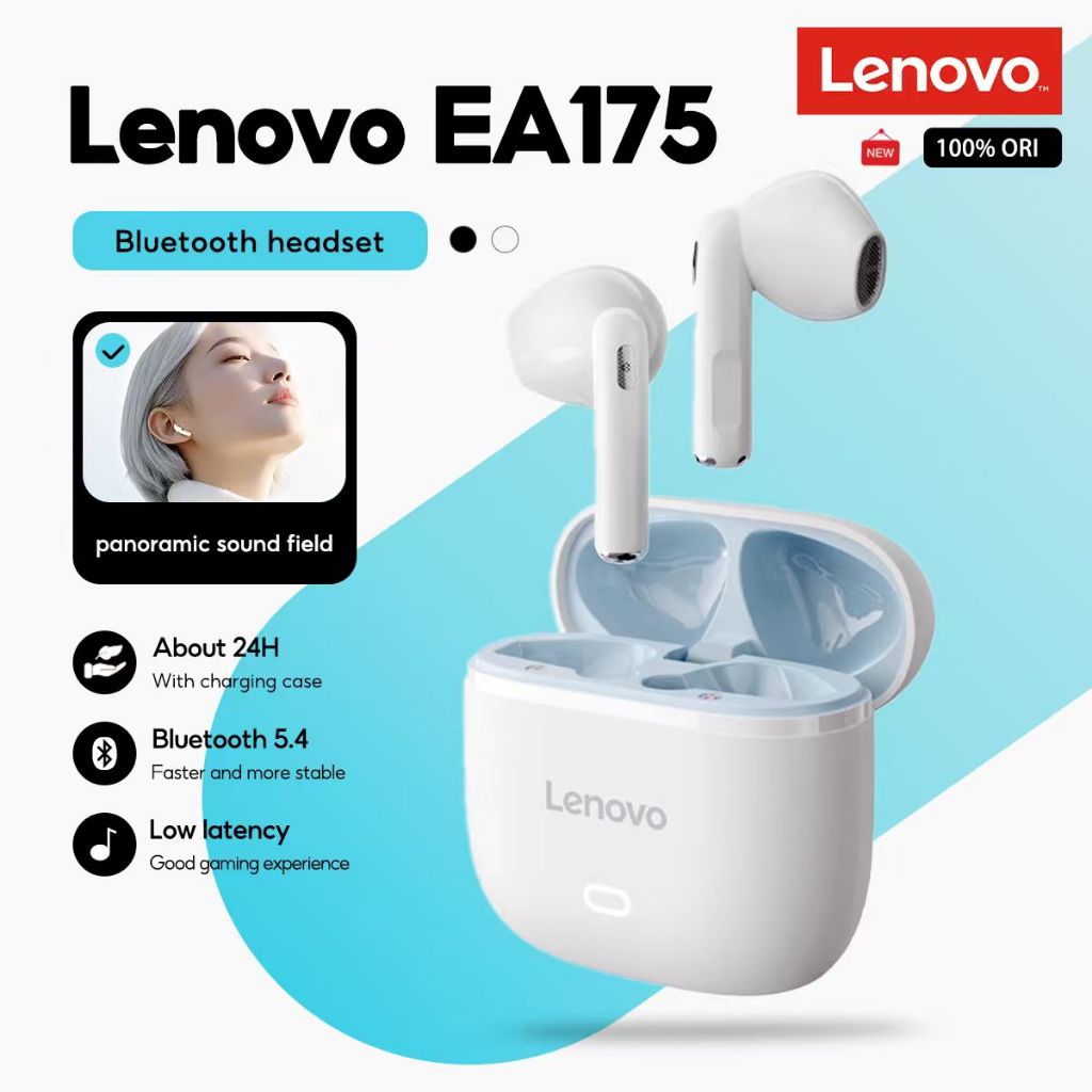 หูฟัง Lenovo EA175 หูฟังบลูทูธไร้สาย True HD สเตอริโอ HIFI Latency ต่ําพร้อมไมโครโฟนบลูทูธ 5.4