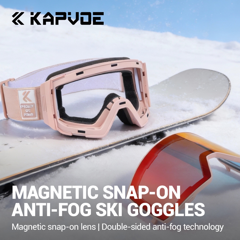 แว่นตาสกีแม่เหล็ก Anti-Fog สำหรับสโนว์บอร์ด กันฝ้า ป้องกันแสง UV400 เลนส์Snowmobile ใช้งานได้ทั้งผู้ชายและผู้หญิง