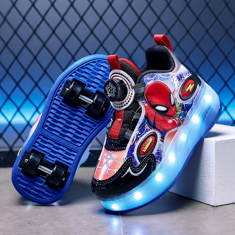 รองเท้าสเก็ตสำหรับเด็ก ล้อเรืองแสง LED ถอดได้  รุ่น Spider-Man  ล้อถอดได้  มั่นคง ปลอดภัย จัดส่งเร็วจากสต็อกไทย
