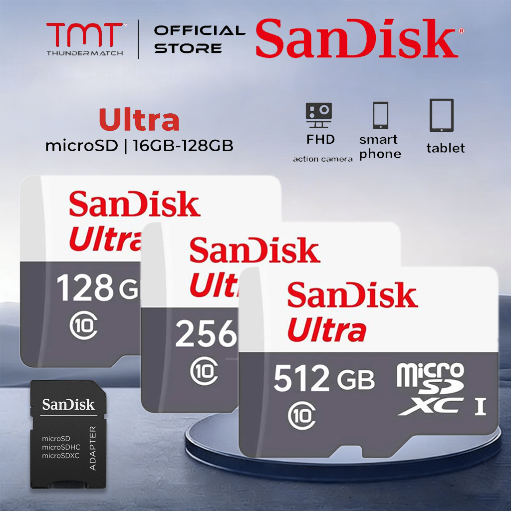 (ส่งด่วน) SANDISK Ultra Micro SDcard 128GB/256GB/512GB (100MB) UHS-I memory card sdcard แท้ กล้องหน้