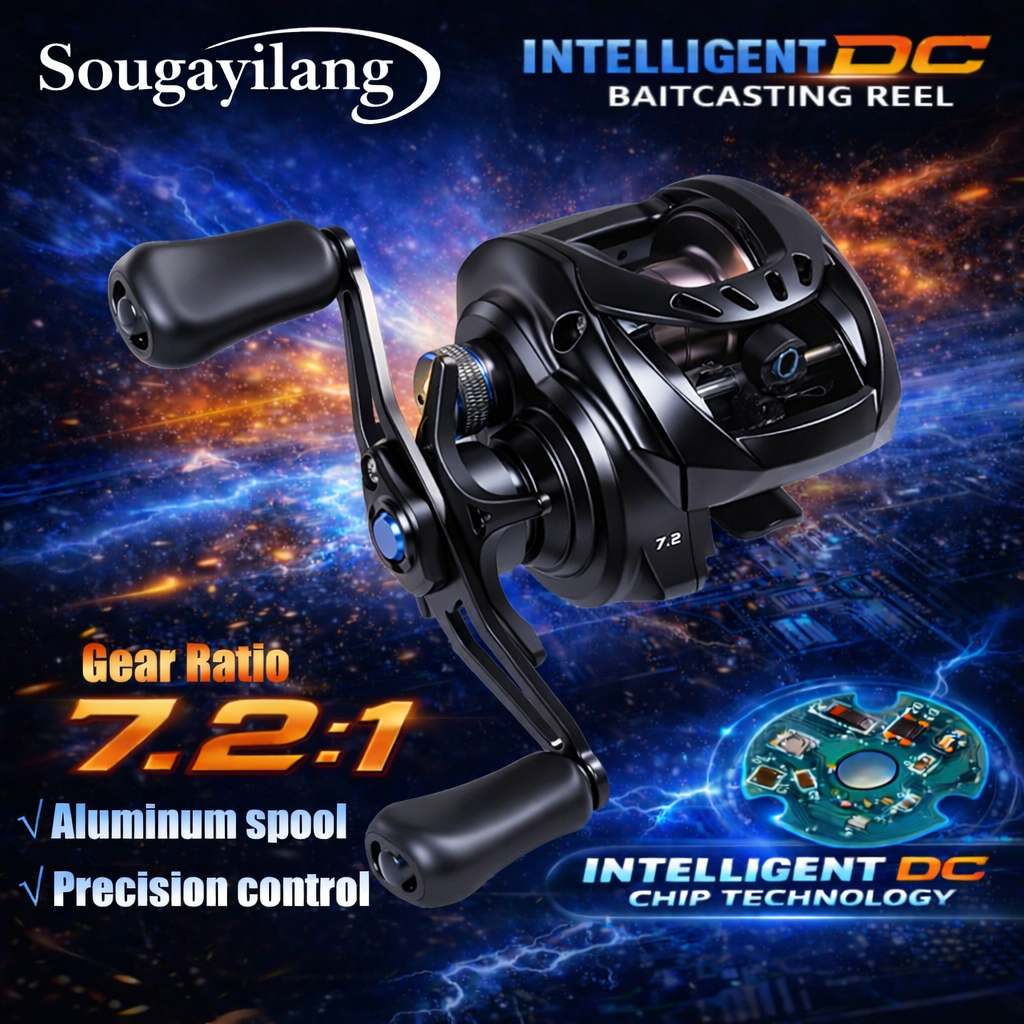 Sougayilang ใหม่อัจฉริยะ DC Baitcasting ตกปลา Reel 7.2:1 อัตราทดเกียร์ 10 กก.ลากสูงสุดอัจฉริยะระบบเบรกอิเล็กทรอนิกส์ Pancing Reel เหมาะสําหรับน้ําจืด/น้ําทะเล