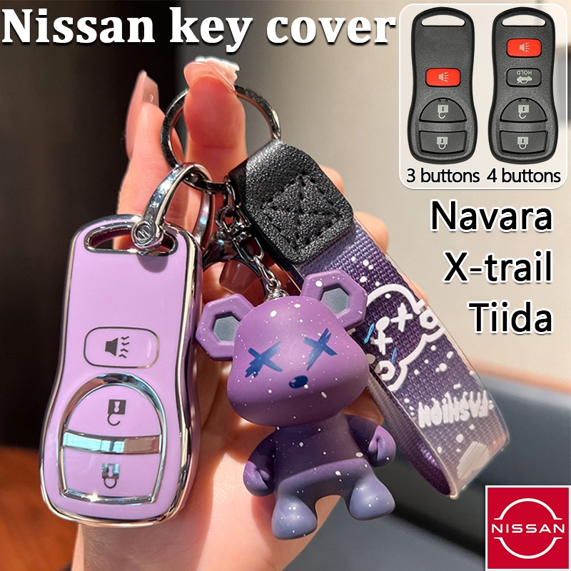 ปลอกกุญแจรถยนต์ Nissan สําหรับ Navara/X-Trail/Tiida Nissan Navara เคสกุญแจ X-Trail key ฝาครอบรีโมท พวงกุญแจรถ