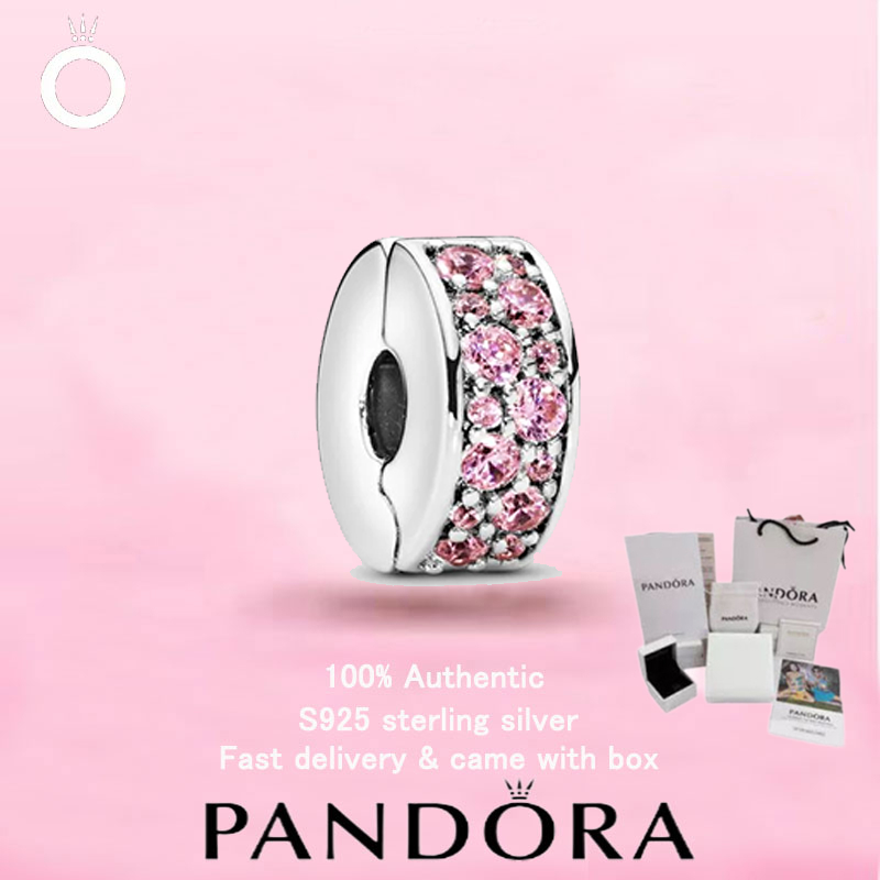 Pandoracharm สเตอร์ลิงซิลเวอร์สีชมพูพร้อมเพชรปัด ของขวัญวันวาเลนไทน์ที่ยอดเยี่ยม