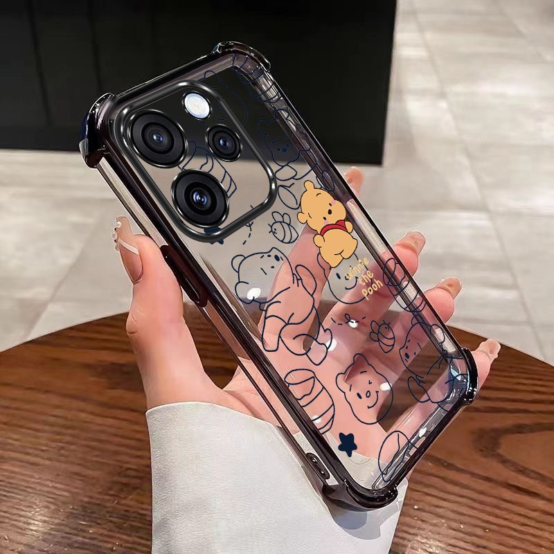 Vivo V70 5G การ์ตูนน้ําผึ้ง Winnie Cover โปร่งใส Air Cushion เคสโทรศัพท์กันกระแทก
