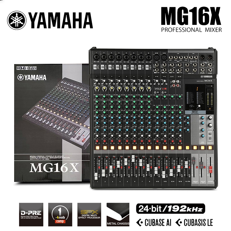 YAMAHA MG16X MIXER 16-Channel MIXER, 24 Reverb Effects, + 48V พร้อม Phantom Power Supply, Profession