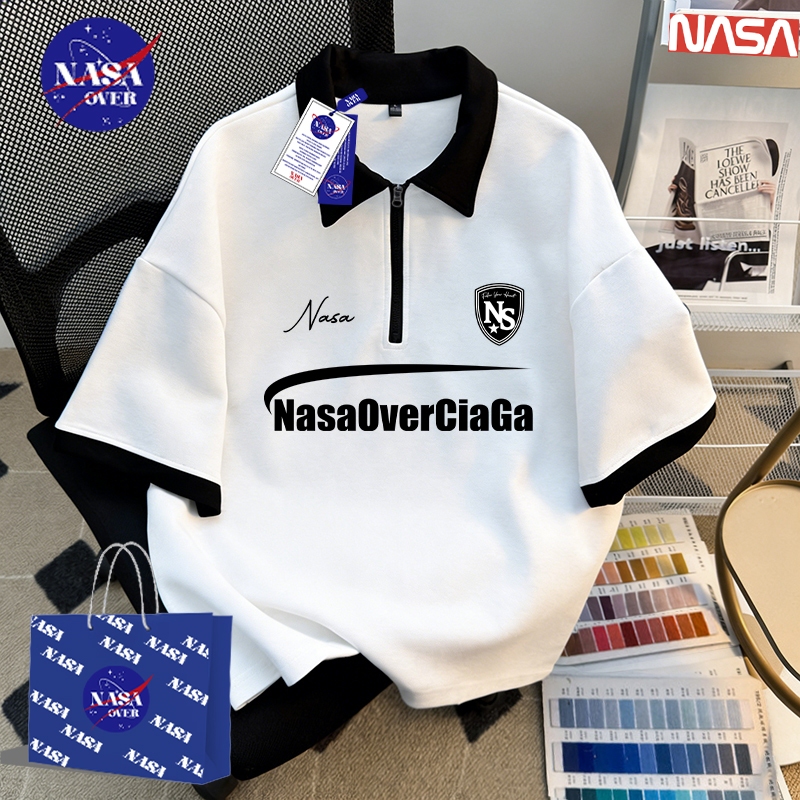 【จัดส่งจากกรุงเทพฯ】🔥NASA ฤดูร้อน ซิปครึ่งตัว oversized โปโล ยูนิเซ็กส์ แฟชั่น เทรนด์ minimal✨ลายตัวอักษร เสื้อ YG4927
