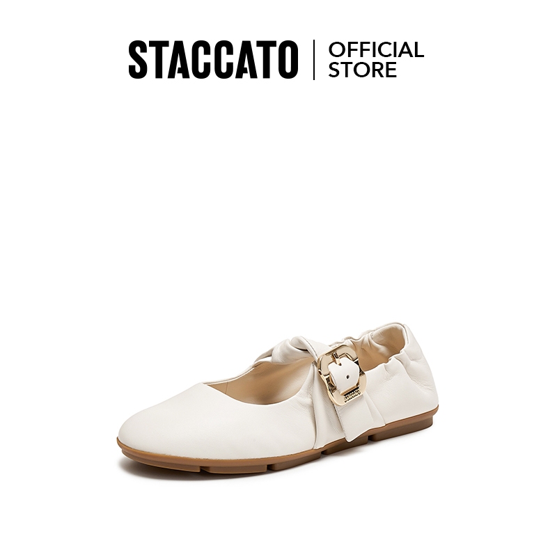 Staccato Women's Mary Jane Flat Court Shoes รองเท้าบัลเล่ต์ หัวกลม รองเท้าส้นตึก EG709