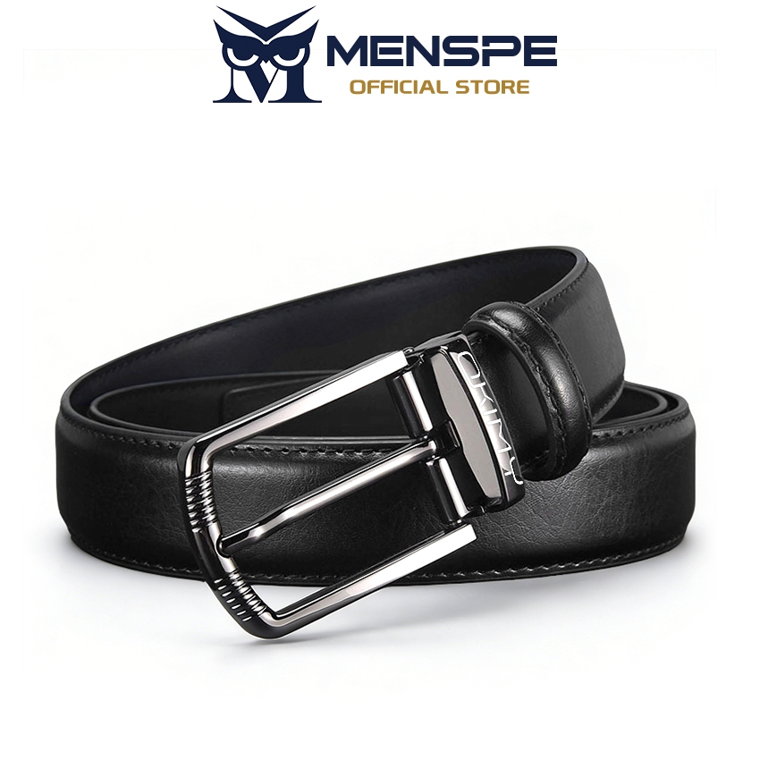 MENSPE เข็มขัดหนังวัวสำหรับผู้ชาย แบบสองชั้น สไตล์เรียบง่ายแต่มีเอกลักษณ์ เหมาะทั้งการทำงานและการพักผ่อน