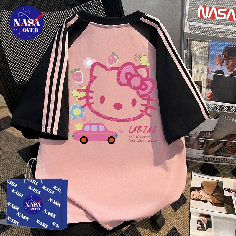 【จัดส่งตลอด24ชั่วโมง】🔥NASA ลายสามแถบ ตัดสี เสื้อผญ เสื้อ🩷การ์ตูน ลายตัวละคร oversize คอกลม เสื้YG4497