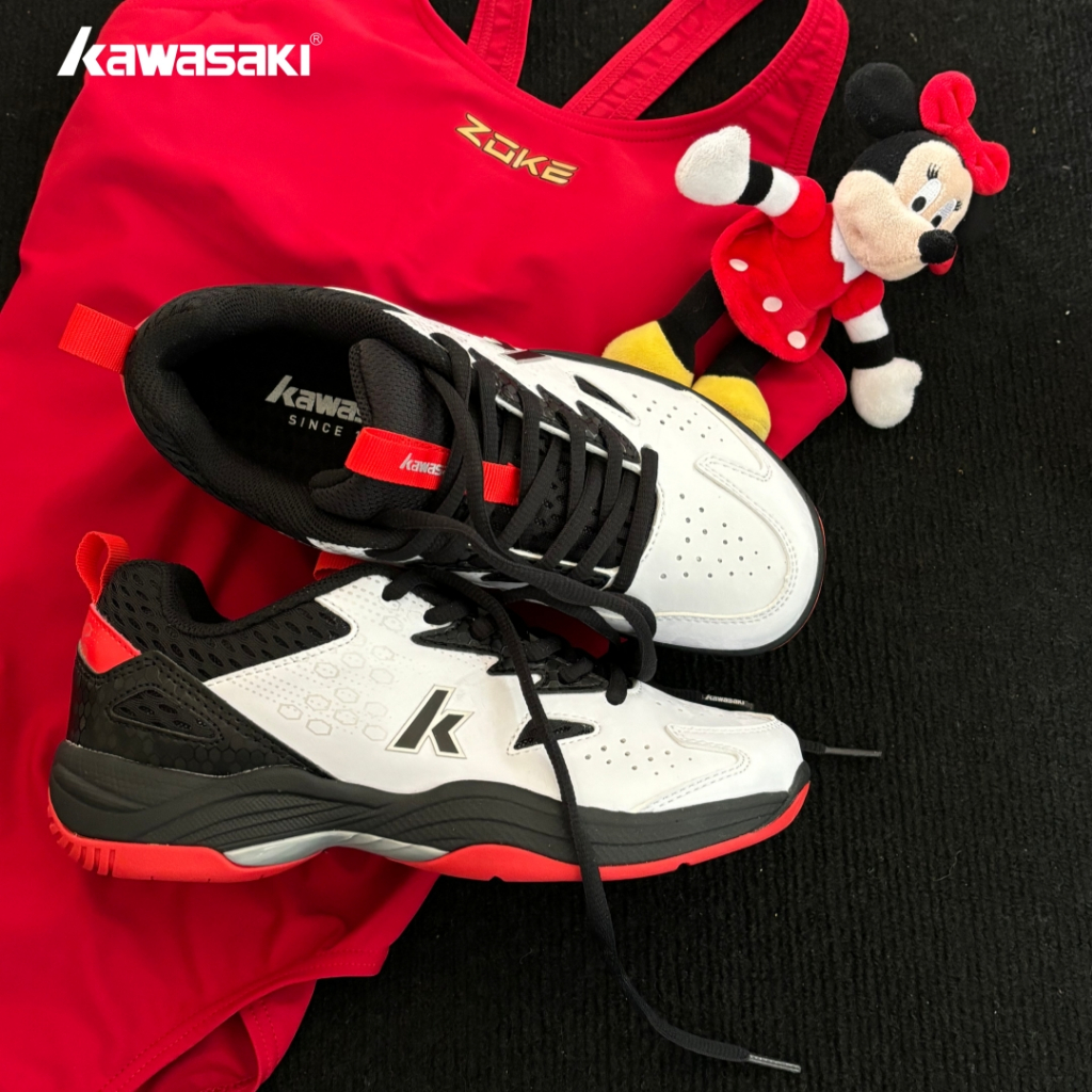 KAWASAKI คาวาซากิ ดองบอล รองเท้ารองเท้าผ้าใบรองเท้าแบดมินตัน ก3307&ค32023กีฬาผู้ชายและผู้หญิงรองเท้าลําลองระบายอากาศทนต่อการสึกหรอน้ําหนักเบา