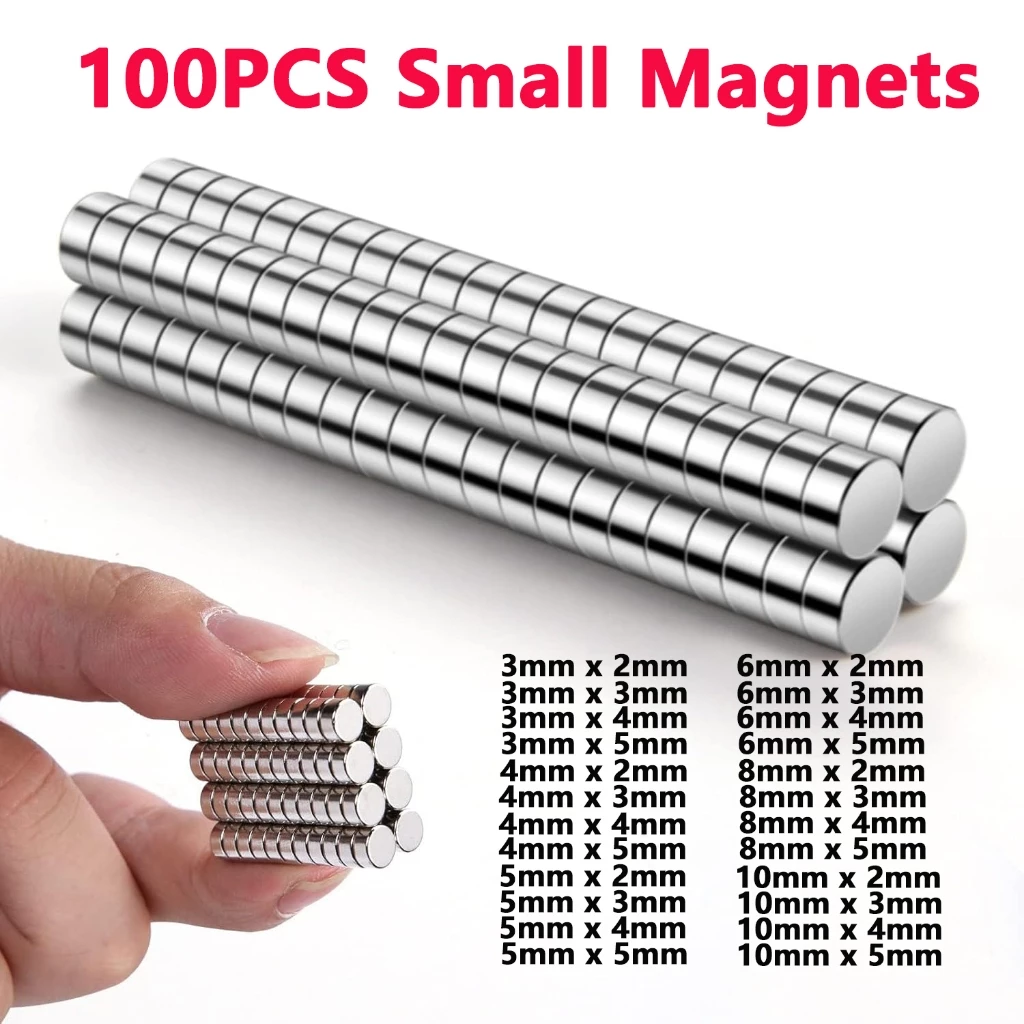 แม่เหล็กขนาดเล็ก 100 ชิ้น, 25 ขนาดที่แตกต่างกัน Tiny Mini Magents, อเนกประสงค์สําหรับตู้เย็น, DIY, สํานักงาน, งานอดิเรก, งานฝีมือและวิทยาศาสตร์