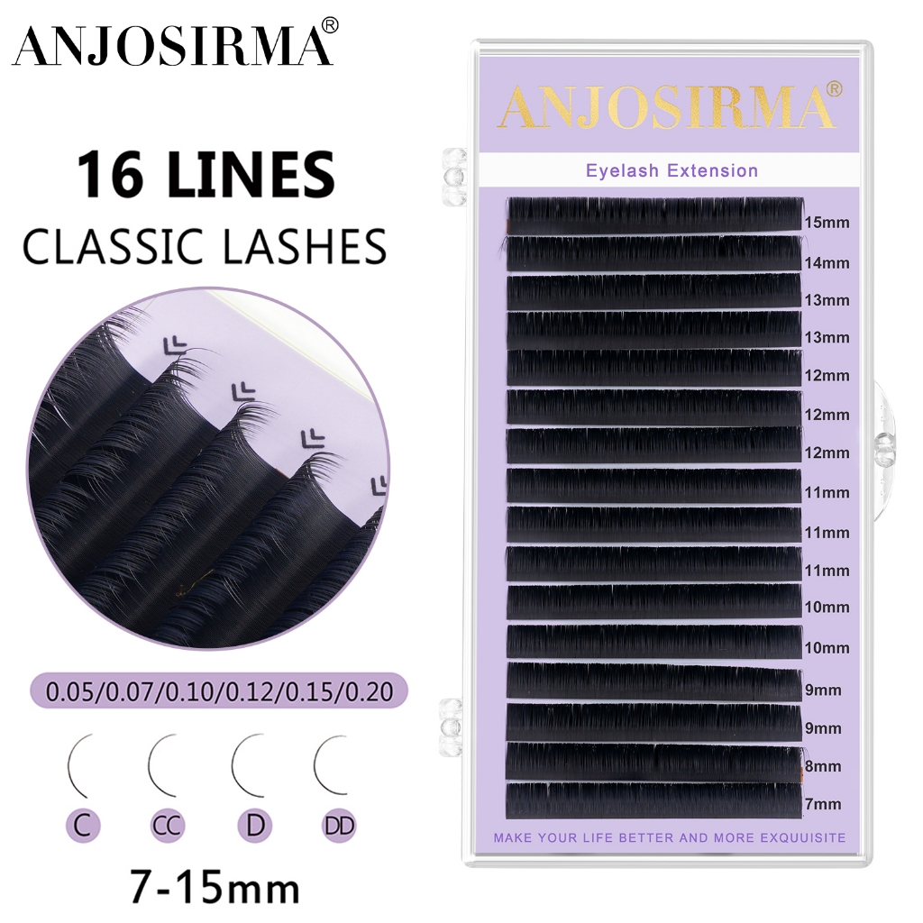 ANJOSIRMA 16rows C / CC / DD ขนตาส่วนขยายชุดแต่งหน้าส่วนบุคคลคุณภาพสูงนุ่ม