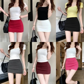 10สี กระโปรงสั่น กระโปรง ขนาด S-3XL ดุผอม มินิมอล ทรงเอ คลาสสิก#303354