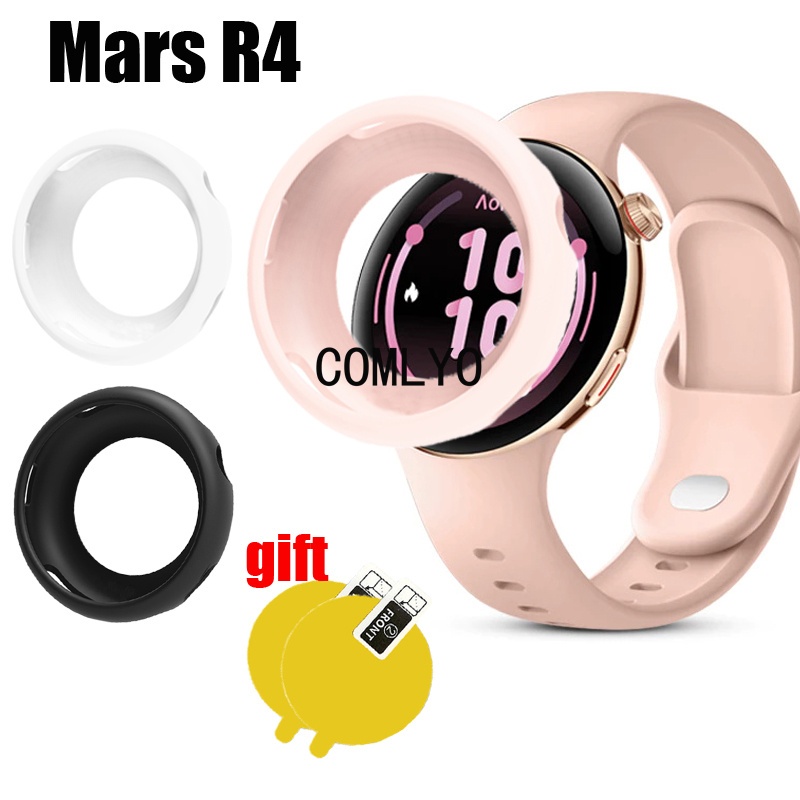 For Aolon Mars R4 สมาร์ทนาฬิกากรณีป้องกันกันชนซิลิโคนนุ่มครึ่งฝาครอบฟิล์มป้องกันหน้าจอ