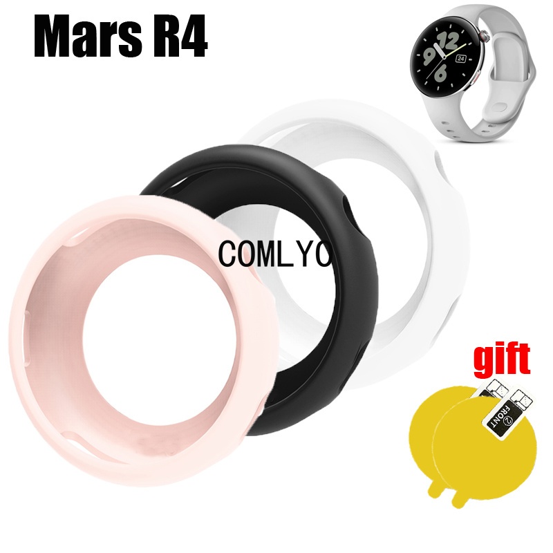 For Aolon Mars R4 กรณีสมาร์ทวอทช์ป้องกันกันชนซิลิโคนนุ่มครึ่งฝาครอบฟิล์มป้องกันหน้าจอ