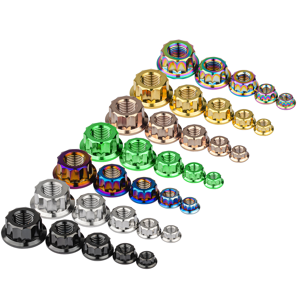 Wanyifa น็อตหน้าแปลนไทเทเนียม M5 M6 M8 M10 M12 สีทอง สีฟ้า สีดํา