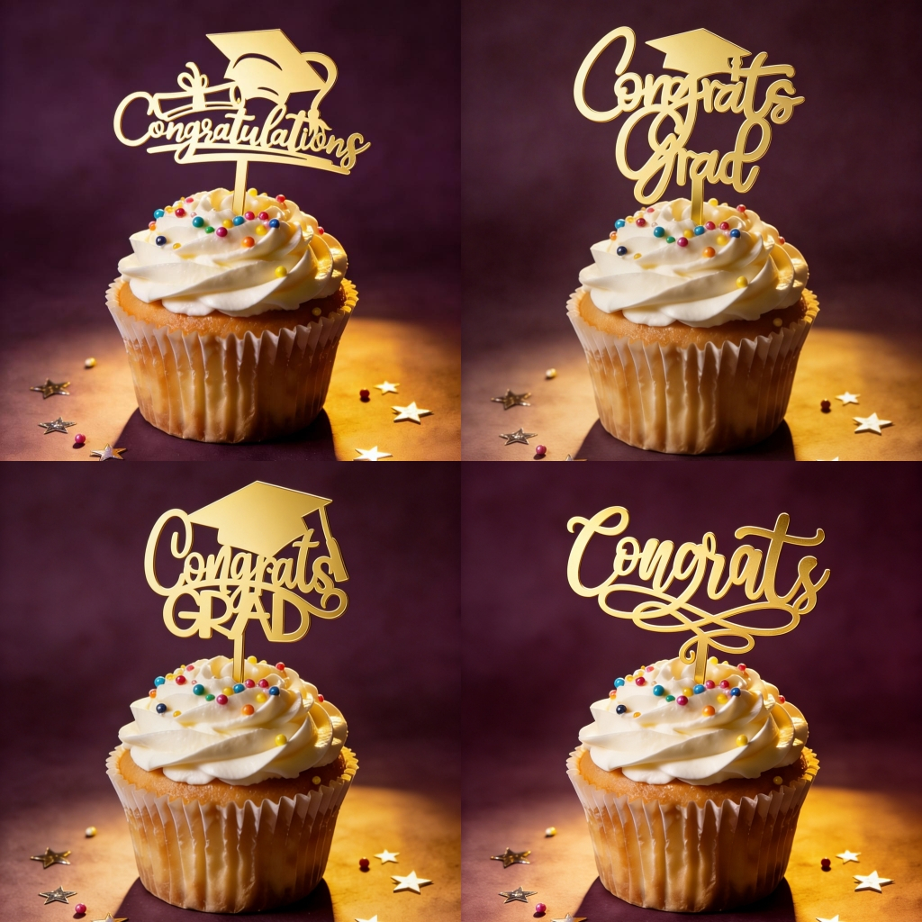 12 ชิ้น Congrats Grad Cupcake Toppers, Class of 2026 Happy Graduation เค้กอะคริลิค Topper, 2026 Congrats Graduation Theme High School ชายหญิงสําเร็จการศึกษา Party ตกแต่งเค้ก