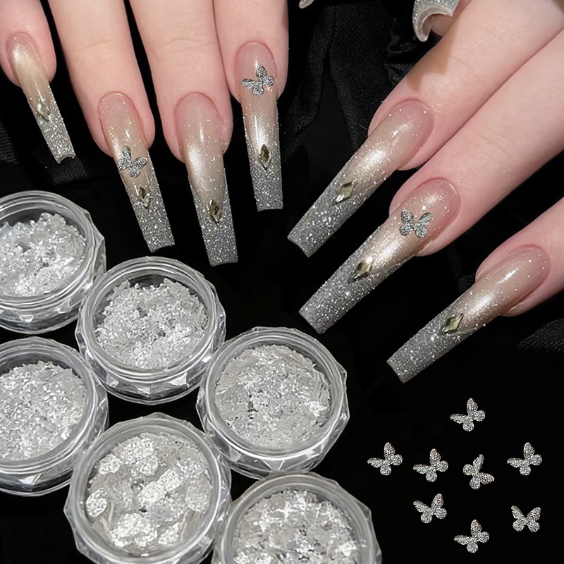 UR SUGAR Star Gauze Nail Glitter Heart ผีเสื้อ Star Starburst ดอกไม้เล็บเลื่อม DIY เล็บเครื่องประดับตกแต่งวัสดุ