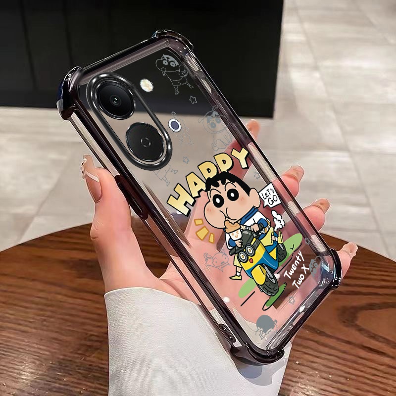 Vivo Y05 Y11d Y31d ขับรถเครยอนชินจังเคสซิลิโคนใสนุ่มเบาะลมกันกระแทก