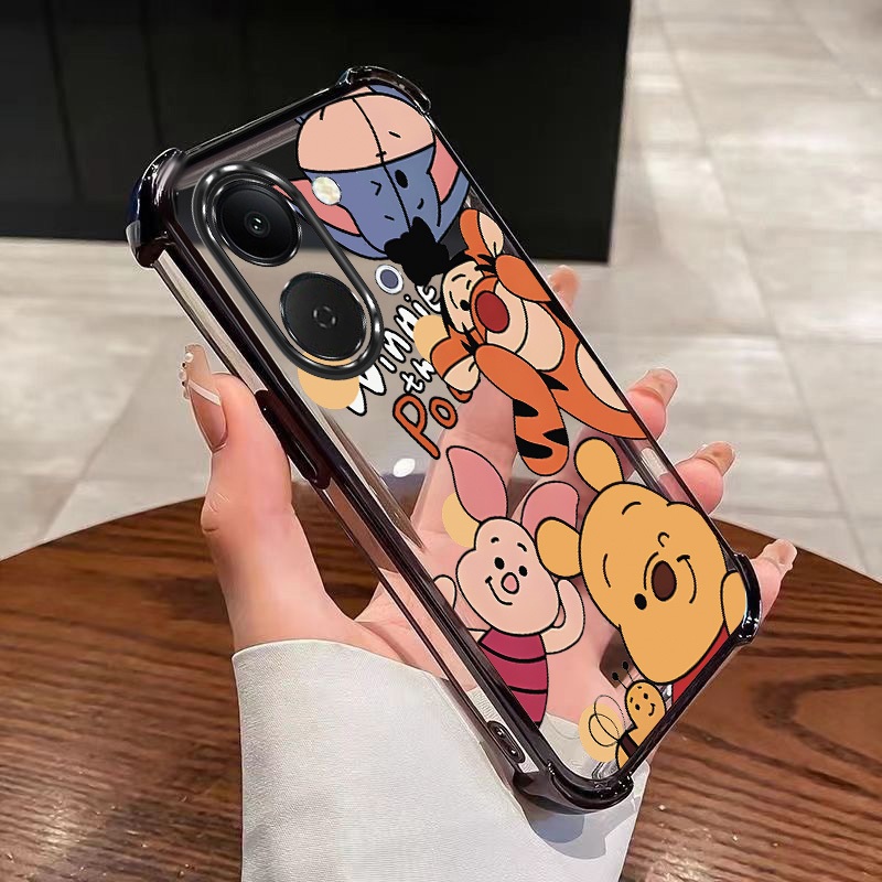 Vivo Y05 Y11d Y31d Winnie Bear Case Air Cushion Protection Transparent Case Clear Cover