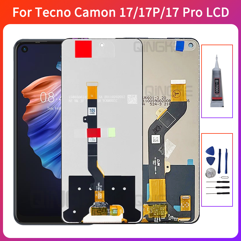 สําหรับ Tecno camon 17 LCD CG6 CG6j จอแสดงผล Touch Screen Digitizer Assembly สําหรับ Tecno camon 17P