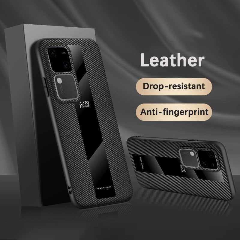 ปลอกสําหรับ vivo S18 Pro 5G S18Pro V2233A V2344A เคสโทรศัพท์หนังอะคริลิคคาร์บอนไฟเบอร์ขอบนุ่มป้องกัน
