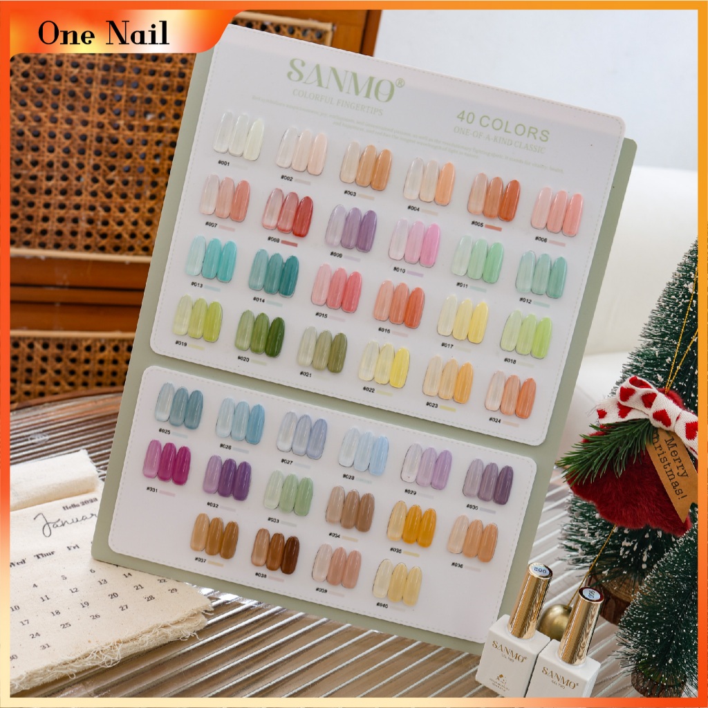 ซานโม ชุดแต่งเล็บเจลลี่ 40 สี สีโปร่งใสน้ําแข็ง สีทึบ พร้อมกาวทาเล็บฟรี