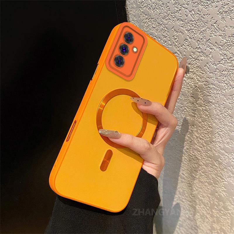 SAMSUNG สําหรับSamsung A15 4G A15 5G A25 A35 5G A55 5Gขั้นสูงDualสีซิลิโคนAnti DROPผิวรู้สึกเคสโทรศัพท์ความงามโลหะแหวนแม่เหล็กออกแบบใหม่