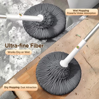 LiteJoy S01 รุ่นอัปเกรด ไม้ถูพื้นแบบบิดในตัว ด้ามสแตนเลส แผ่นใยไมโครไฟเบอร์หนาพิเศษ ลายกันลื่น ปุ่มสีรุ้งรุ่นอัปเกรด กดปุ่มถอดเปลี่ยนหัวถูได้ หัวถูพื้นขนาดใหญ่ ดูดซับน้ำได้ดี