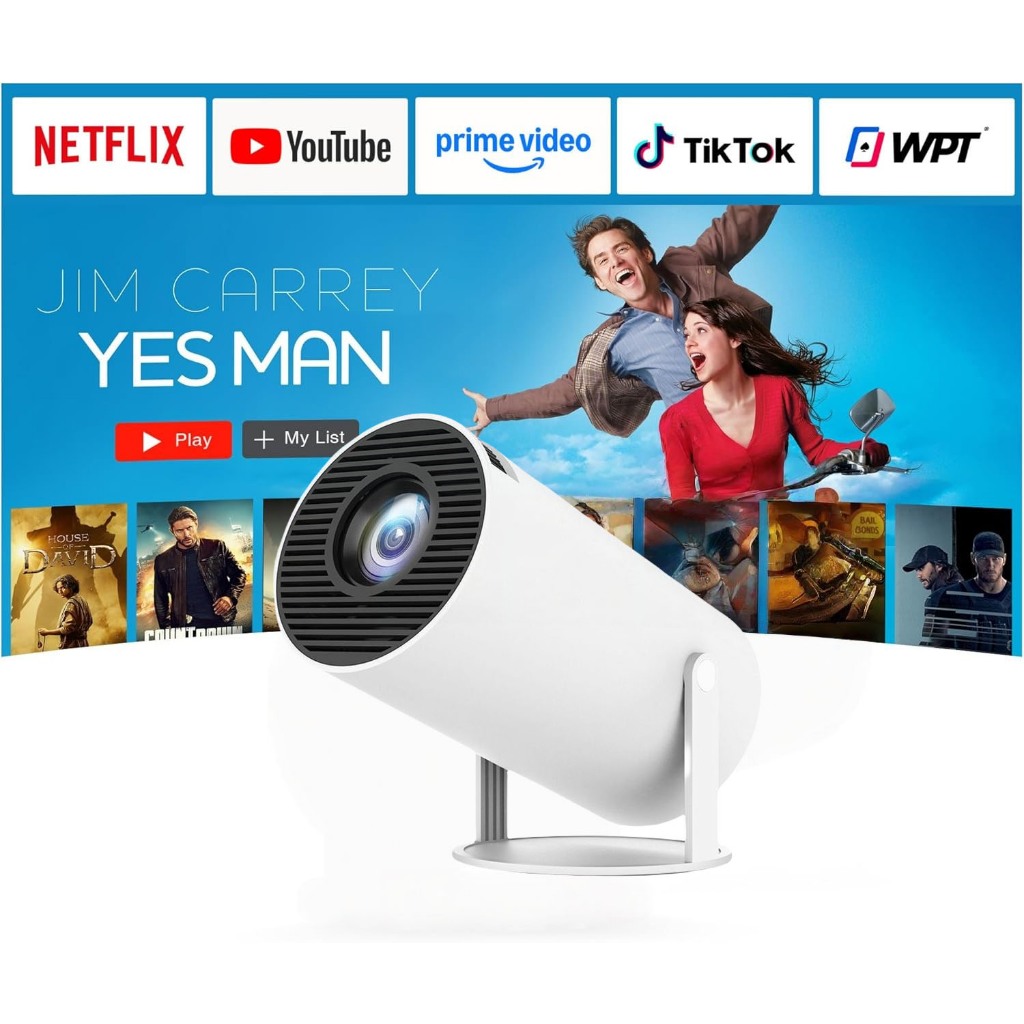 โปรเจ็กเตอร์ความละเอียดสูง 4K แบบพกพา รองรับความละเอียด 1080P/4K รองรับ Android 13 มีระบบแก้ไขภาพบิดเบี้ยวอัตโนมัติ WiFi 6 บลูทูธ 5.2 สามารถเชื่อมต่อกับโทรศัพท์ Apple/Android ได้