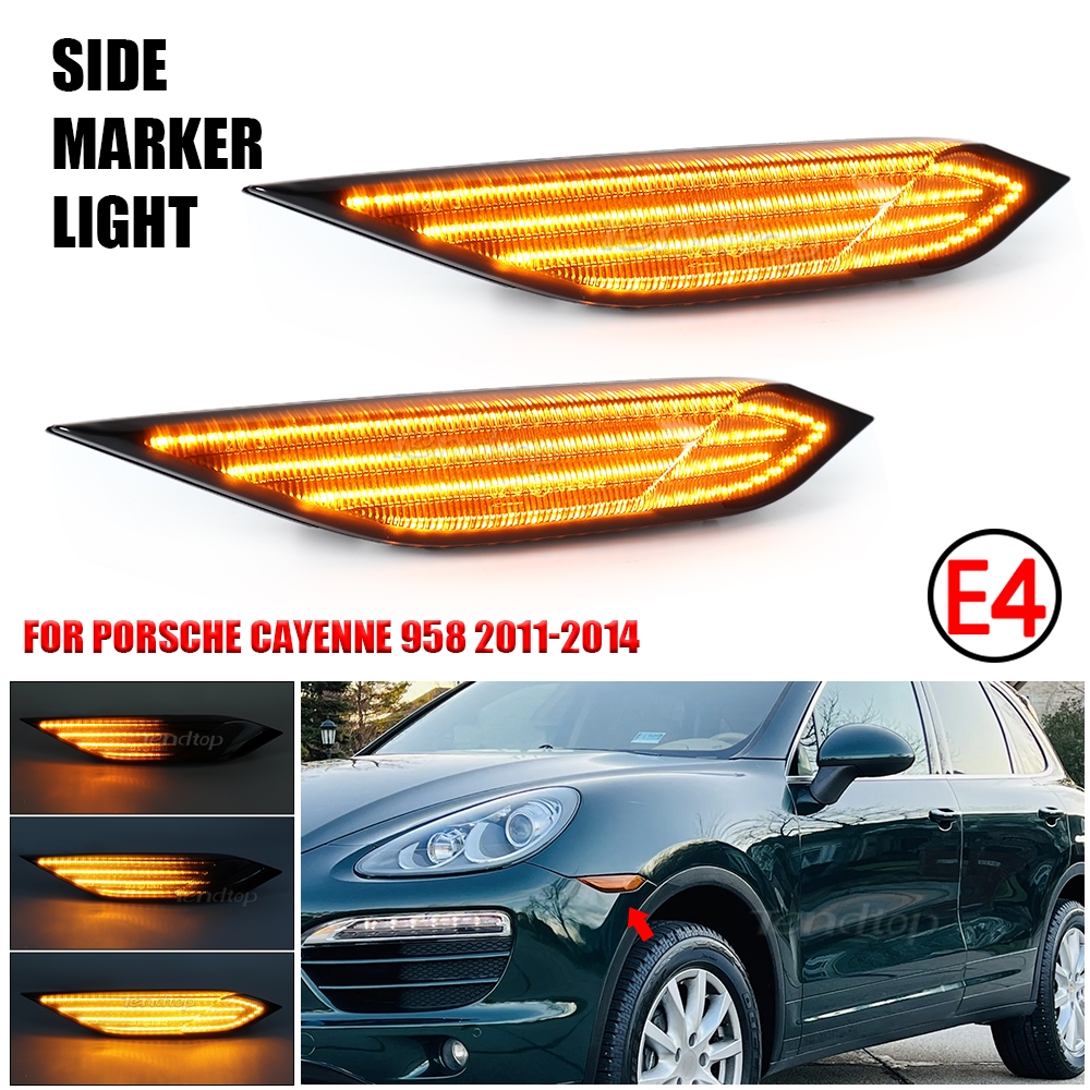 2ชิ้น ้ไฟเลี้ยวLEDด้านข้าง สําหรับรถยนต์อุปกรณ์เสริม Porsche Cayenne958 2010-2014 แบบเปลี่ยน สําหรับ