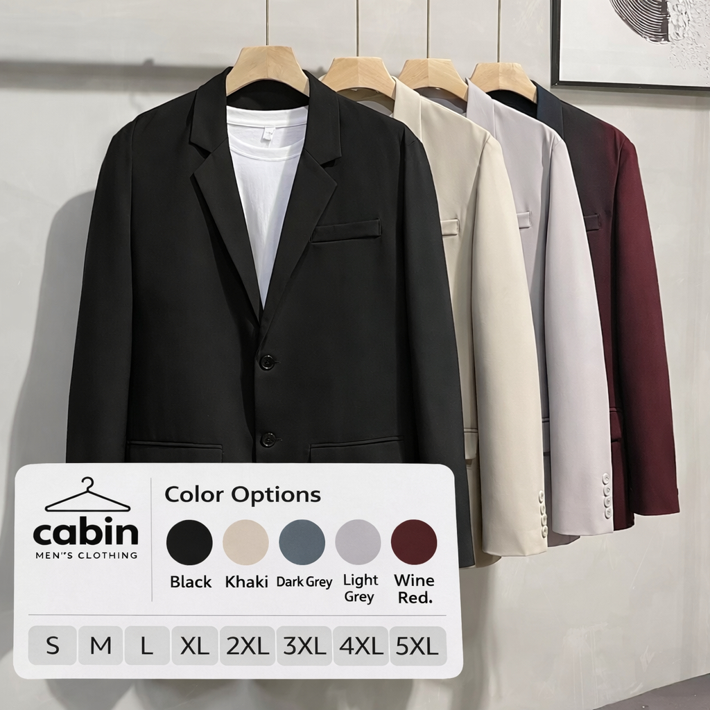 Cabin แฟชั ่ นสีดํา Preferred Blazer สําหรับผู ้ ชายธุรกิจอย ่ างเป ็ นทางการ Elegant Jacket ชุดงานแต ่ งงาน Tuxedos จัดส ่ งจากกรุงเทพ S01