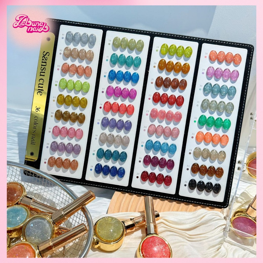 【พร้อมส่ง】ชุดยาทาเล็บเจล SANSU 36 สี เจลเพชรแตกหัก เจลแวววาว เจลเลื่อม (บัตรสีฟรี)