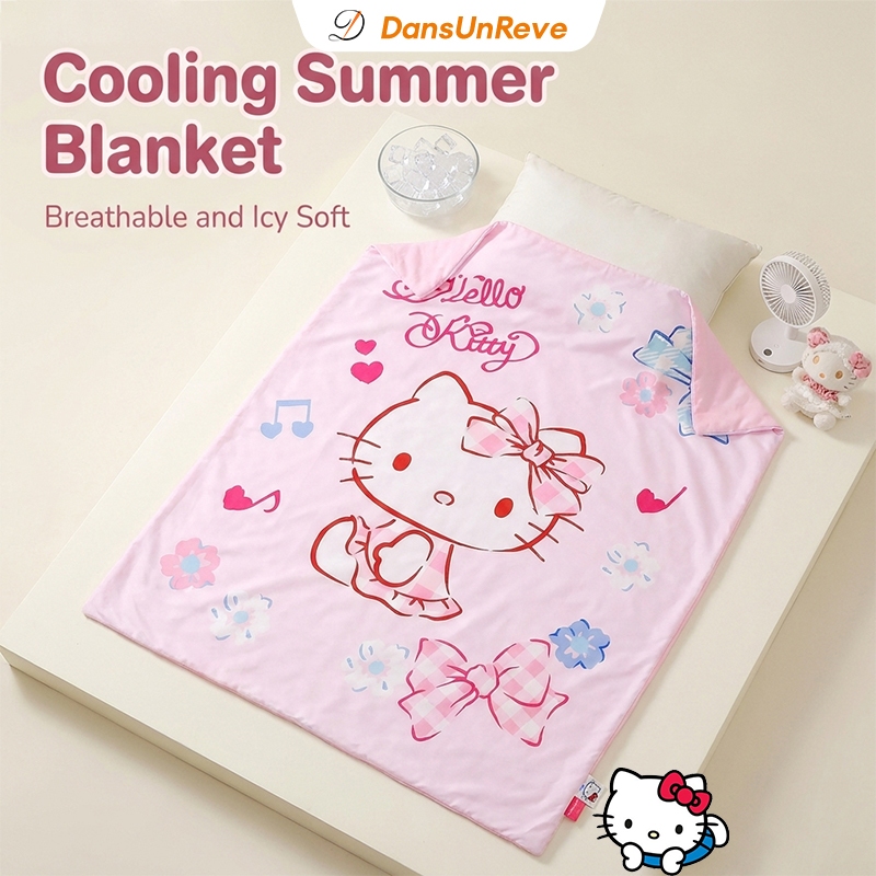ผ้าห่มไหมน้ำแข็ง Tencel Sanrio Kuromi Cinnamoroll เด็กๆ ผ้าห่มฤดูร้อน ผ้าห่มบาง การ์ตูน children's blanket 夏被 120*150 ซม. ผ้านวมเย็น