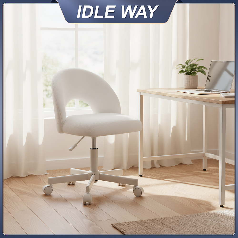 เก้าอี้แต่งหน้า เก้าอี้ทำงาน เก้าอี้พักผ่อน เก้าอี้เสริมสวยและทำเล็บสำหรับผู้หญิงในบ้าน/ห้องนอน หมุนได้และปรับระดับความสูงได้ ผิวสัมผัสเนียนนุ่ม