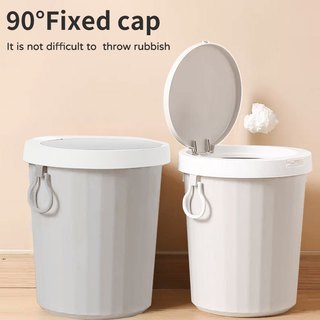 SUNNY SPACES 16L Trash Can With Pressing Cover Portable Trash Bin Round Garbage Bin For Living Room Bedroom Kitchen Bathroom