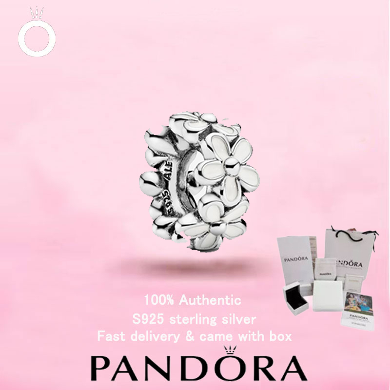 เครื่องประดับเงินสเตอร์ลิง Pandora S925 เพชิร์คู่หัวใจดอกเดซี่ สำหรับเป็นของขวัญวันวาเลนไทน์