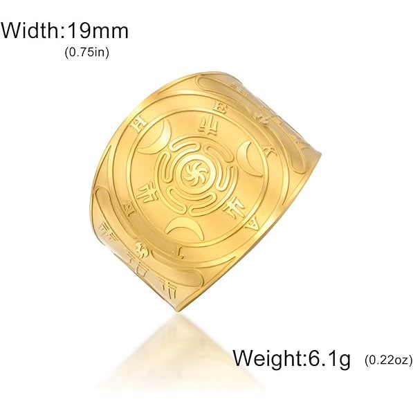 LIKGRET แหวนสแตนเลส Triple Moon Goddess สไตล์ Hecate พร้อมฟังก์ชันเปิดปิด เป็นทั้งเครื่องประดับและเค